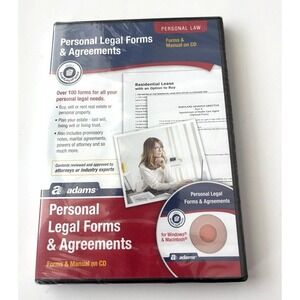 Legal Forms Software Adams Personal Agreements CD Manual New
